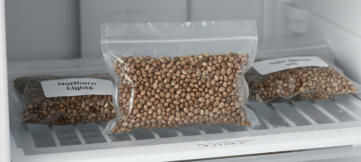 Collection of cannabis seeds ready for long-term storage